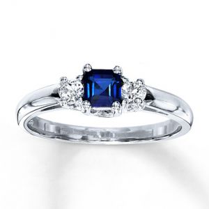 Kay Jewelers Lab-Created Sapphire Ring Square-cut 10K White Gold- Sapphire.jpg